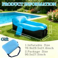 Upgraded Headrest & Pillow Inflatable Sofa - Portable w/ Bag, Easy Use for Camping/Beach/Hiking. dangaus mėlyna spalva
