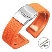 20/22/24 mm greito atsegimo minkšto silikono laikrodžio apyrankė, guminė vandeniui atspari pakeitimo apyrankė Samsung Galaxy, Seiko laikrodžio apyrankė Rolex 24mm oranžinė