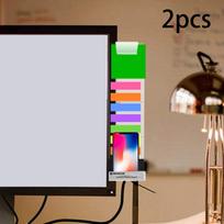 2Pcs Computer Monitor Memo Board Sticky Notes Reminder Acrylic Stylish Phone Holder Side green