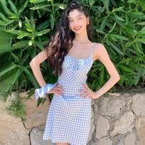 Women's Gentle Style Sub Print Halter Dress Summer Temperament Halter Waist Holiday Wind Long Dress S mėlyna