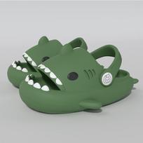 Vaikiškos animacinės neslystančios vasarinės šlepetės - Minkštos, storapadės lauko šlepetės 18 cm Inner Length tamsiai žalia spalva