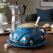 Unikalus automobilio kavos puodelis, automobilio ornamentas, retro kavos puodelio rankdarbis, geriausia dovana kavos mėgėjams. Jie yra labai praktiški kolekcionuojami daiktai mėlyna
