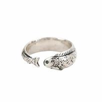 Bohemian Simple Fish Shaped Ring Distressed Gold Vintage Adjustable Ring Alloy Silver Retro Open Ring Unisex sidabras