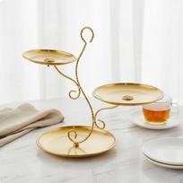 3 pakopų vaisių lėkščių stovas Nerūdijančio plieno daugiaaukštis padėklas Lengvas elegantiškas dizainas Cupcake laikiklis Gold 14-17-20 Branch beige