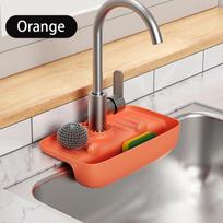 Faucet Splash Proof Drain Rack Sink Drainage Mat Rubber Anti Slip Countertop Pad Kitchen Cloth Sponge Wipe Drain Storage Rack oranžinė
