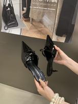Women's Nude Pointed Toe Open Back Bowknot Spring French Style Sandals - Perfect for Daily Wear 35