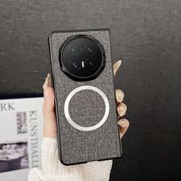 For Honor Magic V6 Case Luxury PU Cloth Magnetic Wireless Charging Protective Phone Back Cover For Honor Magic V 6 Shell Bumper Honor Magic V6 pilka spalva