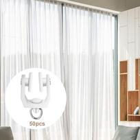 50x Užuolaidų bėgelių slankikliai, Stumdomas slankiklis su dvigubu ratuku, Ritinėlis, Tylus skriemulys white