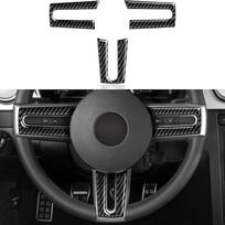 3Pcs Carbon Fiber Steering Wheel Cover Wear-resisting For Ford Mustang 2005-2009