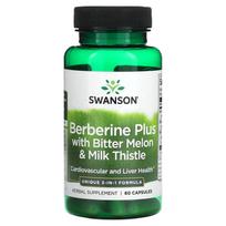 Swanson, Berberine Plus su karčiu melionu ir pieno usnis, 60 kapsulių