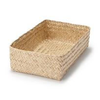 MUJI Seagrass Wickerwork Organizer 15cm W x 25cm D x 7cm 83411923 Basket, Medium, Rectangular, Approx. H, smėlis