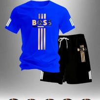 Men's Golden Striped Printed Breathable Suit Cool and Not Sweaty in Summer Casual Sports Suit S