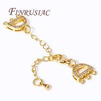18K Gold Plated Brass Zircon Extension Chain Lobster Clasps For Jewelry,with 3-Strand Connector For DIY Bracelets Accessories 1 piece