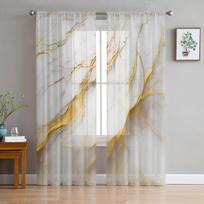 Marmuro tekstūros baltos tiulio užuolaidos svetainei, miegamajam, voile permatoma užuolaida, langų namų dekoras, užuolaidos 135W x 114H(cm) white