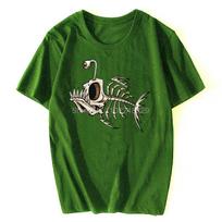 Bonefish Skull Deep Sea Fish Skeleton Funny Fisherman Angler T-Shirt Cotton O-Neck Short Sleeve Men T Shirt Oversize Streetwear XXXL balta