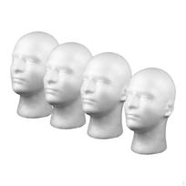 4 vnt. vyriškas putplasčio galvos modelis skrybėlei, perukui, ekspozicinis stovas stovas baltas white