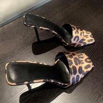 Fashion Leopard High Heels Women Slippers Sexy Woman's Sandals Pumps Stilettos Elegant Heeled Shoes Summer 2025 Fashion Zapatos De Mujer 35