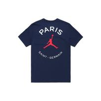 Jordan Paris Saint-Germain Logo Print Sports Round Neck Short Sleeve T-Shirt Men Tops Blue DB6515-410 S