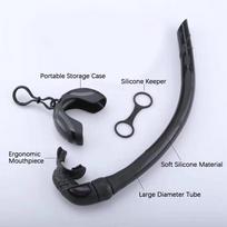 Silicone Foldable Snorkel with Compact Storage Case Women Men Roll Up Snorkel Wet Breathing Tube For Snorkeling ryškiai rožinė