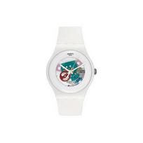 Swatch Originals Series Kvarcinis Mechanizmas Madingas Skeletas Laikrodis 47.4mm Gėlių Ciferblatas Plastikinis Korpusas Silikoninis Dirželis Unisex Laikrodžiai SUOW100 White Dial gray