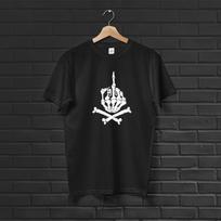 Skeleton Middle Finger T-Shirt, Edgy Skull Hand Graphic Tee L black