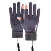 Touch Screen Electric Heated Hand Warmer Windproof USB Rechargeable Heating Thermal Gloves 2 Finger Heated Gloves for Women Men pilka
