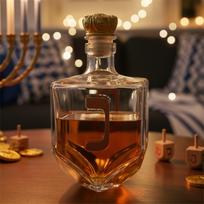 Hanukkah Judaica Glass Liquor Decanter W/ Golden Hebrew Letters Crown Cap Glass  Bottle for Festival Home Bar Display China Mainland