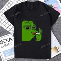 Harajuku stiliaus juokingas animacinis paveikslėlis Pepe varlės emocija grafiškai spausdinami marškinėliai trumpomis rankovėmis laisvi gatvės stiliaus hipsterių minkšti unisex marškinėliai 4XL