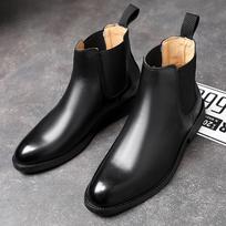 Men's Classic Retro Chelsea Boots Genuine Leather Men Fashion British Style Short Ankle Boot Mens Casual High-Top Shoes 38