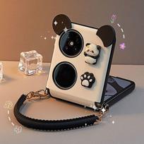 Cute Flip Case for Oppo Find N2 N3 Flip/Samsung Z Flip 5 4/Huawei /Vivo X Flip Leather Cover with Cartoon 3d Panda Ears Claws For Oppo find N3 flip