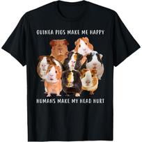 Guinea pigs make me happy Humans make my head hurt T-Shirt S juoda