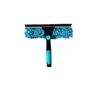 2-in-1 Window Cleaning Squeegee & Dusting Brush for High-Rise Glass with Spider Web Remover
