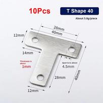 10Pcs 40/50/60/80mm Angle Bracket Flat Fastener T-type L-type Connection Plate Fixed Stainless Steel Corner Bracket