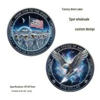 250th Anniversary Space Exploration Commemorative Coin: Astronaut Medal 40x40x3mm sidabras