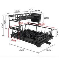 Large Dish Drying Rack for Kitchen Counter, 2-Tier Dish Drying Rack with Drain Board, Detachable Dish Drainer Organizer, Sink Utensil Holder juoda