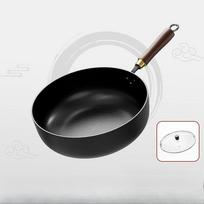 Hand Forged Hammer Patterned Iron Pan for Household Stir Fry Non Stick Pan Uncoated Flat Pan Electromagnetic Gas Universal Flat Pan 24cm