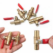 1pc 6/8/10/12mm Hose Barb Inline Brass Water Air Line Shut-Off Ball Valve Oil Fuel Line Shutoff Ball Valve Pipe Drain Cock Shuto 6mm