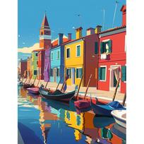 GATYZTORY Paint By Number Kits Seaside Town Landscape Crafts On Canvas HandPainted Art Gift DIY Drawing By Numbers Home 30x20cm no frame