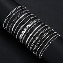 15 vnt./rinkinys subtilus sidabro spalvos metalinis apyrankių rinkinys moterims Boho Retro storos pintos kubietiškos grandinės apyrankė vakarėlio madingi papuošalai naujas