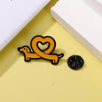 Cartoon Dachshund Love Brooch School Bag Decoration Clothes Matching Accessories Cute Alloy Oil Dripping Horse Pin Badge geltona