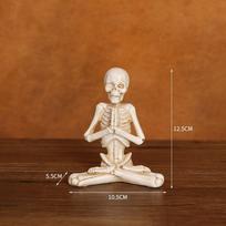 Gothic Halloween Skull Decoration Resin Realistic Mini Skeleton Figurines Funny Scary Artificial Skull Model Ghost Festival