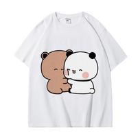 Panda Bear Bubu Dudu Love Hug Graphic T-Shirts Harajuku Cartoon T-Shirt Trumpomis rankovėmis Kawaii Fashion Oversized T-Shirts Unisex S