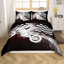 Motociklo pūkinės antklodės komplektas Lovos skalbinių komplektas 3 dalių pledų komplektas 135*200cm black