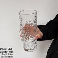 Didelės talpos skaidraus stiklo puodelis su šiaudeliu ir dangteliu biuro gėrimams: Pieno arbata, Kava, Americano, Latte, Sultys 501-600ml