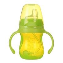 180ML Baby Water Cup Anti-choking Dustproof Good Sealing Built-in Gravity Ball with Handle Drink Water Anti-leakage Rounded Handle Kids Bottle žalia