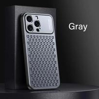 Aliuminio lydinio telefono dėklas iPhone 17 16 Pro Max 15 14 13 metalinis kvėpuojantis galinis dangtelis For iPhone 14 Pro gray