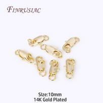 18K Gold Plated Oval Lobster Clasp with 2 Closed Ring Connectors,Bracelet Necklace Lock Findings For DIY Jewelry Making Supplies 10 Pieces