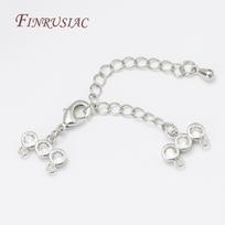 Rhodium/Gold Plated Brass Zircon Lobster Clasps With Extension Chain With Two-Strand End Bar DIY Beading Jewelry Making Supplies 2 Pieces
