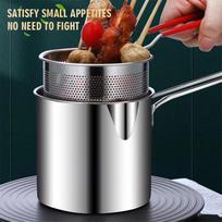 Tempura Small Deep Frying Pan with Strainer Stainless Steel Milk Warmer Pot Portable Cooking Pot Chicken Fried Cooking Tools China Mainland