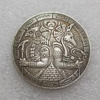 Antique Pyramid Tramp Replica Coin: Aged Silver Dollar Round #947 107610133